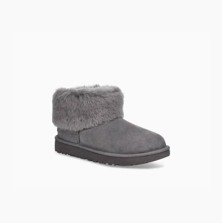 UGG Classic Mini Fluff Deep Grey Boots for Women (ZHQF45692)